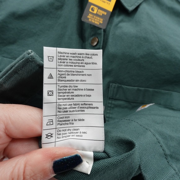 Carhartt Women Rugged Flex Loose Fit Heavyweight Duck Overshirt Green M NEW $80 - Picture 12 of 13